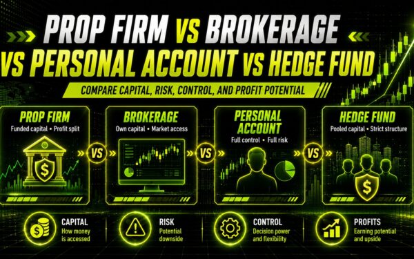 Prop Firm vs Brokerage vs Personal Account vs Hedge Fund